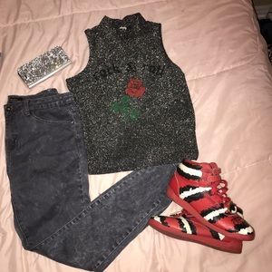 Mock Neck Glitter Shirt